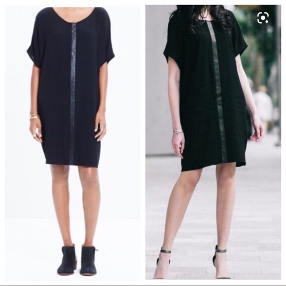 Madewell leather edged easy shift dress SZ XS - Picture 1 of 4